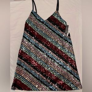 NWT As U Wish Sequin Dress, Colorblocked, Size L
